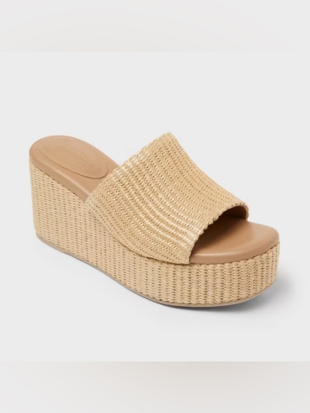 Target Beige Woven Platform Slide Wedges
